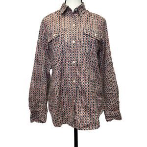 Lauren Jeans Co. Ralph Lauren Vintage Geometric Print Button-Up Shirt - Size M